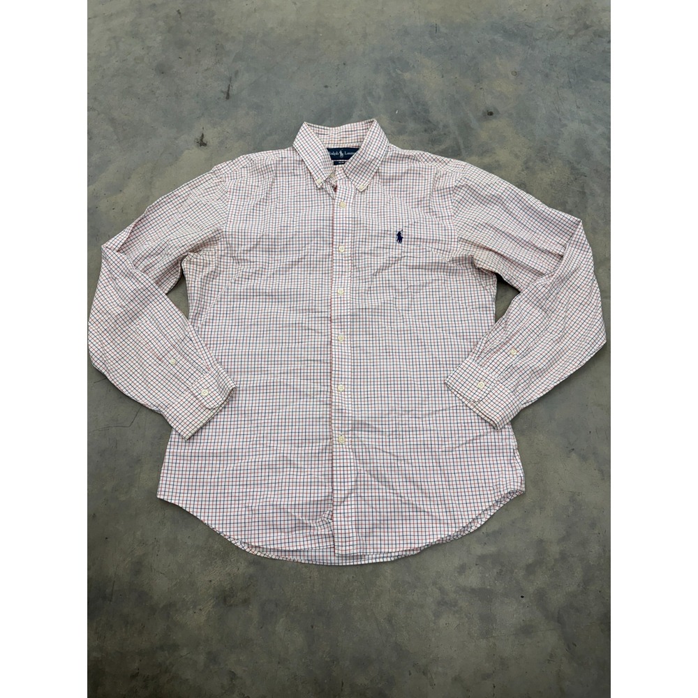 Polo Ralph Lauren Shirt Mens Large Multicolor Check Slim Fit Button Front Preppy